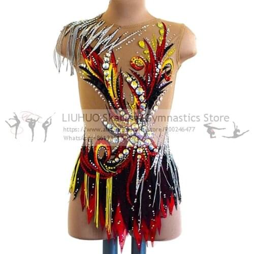 LIUHUO Rhythmic Gymnastics Leotard Figure Skating Dress Womens Girls Ice Skating Performance Competition Dance Artistic Costume