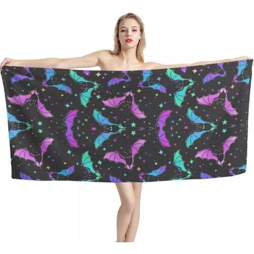 Upetstory Designer Printing Bat Beach Bath Towels Soft Absorbent Swimming Shower Towel Large Beach Sport Spa Sauna Towels