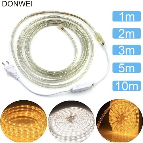 AC220V SMD5050 Waterproof LED Led Strip Flexible Soft LED Strip Light With EU Power Plug 1M 2M 3M 5M 10M