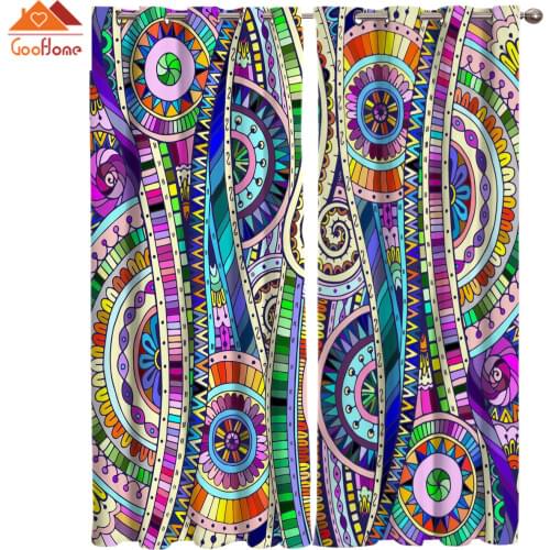 Indian Ethnic Style Colorful Patterns Window Curtains Living Room Outdoor Fabric Drapes Curtain Home Decor