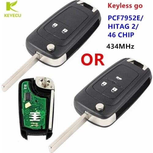 KEYECU Replacement Keyless go Flip Remote Key 433MHZ ID46 for Opel/Vauxhall Astra J, Zafira C,Insignia Mokka,Cascada 2009-2016