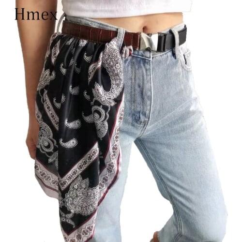 Autumn Winter Women Adjust Silk Scarf Long Belt Print Spliced Belt Woman Waist Fashion Pu Leather Cummerbunds 2019 New