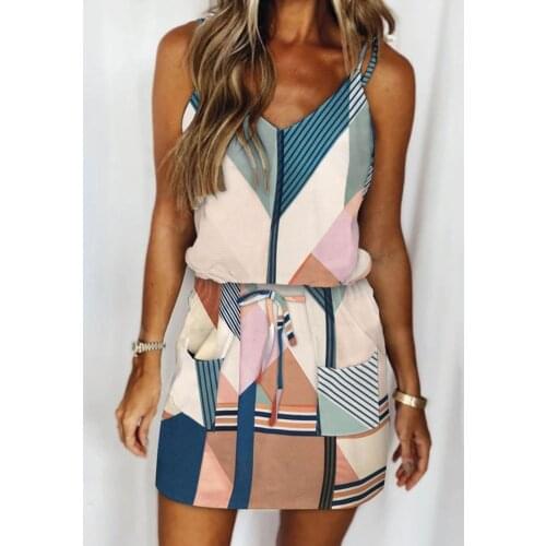 80%HOTWomen Dress V-neck All-match Stretchy Open Back Summer Dress for Travel