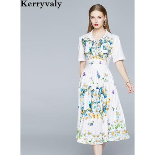 New Lapel Short Sleeve High Waist Floral Printed Summer Dress Vestidos Verano 2021 Celebrity Graceful Midi Party Dress K1821
