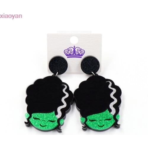 1pair ) Trick or Treat Dangle Earrings Monster Halloween Earrings Glitter Acrylic Earrings