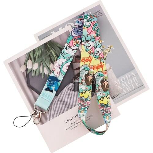 1pcs ZF2741 White Dragon Anime Girl Neck Strap Lanyards ID Badge Card Holder Keychain Phone Gym Strap Webbing Necklace Gift