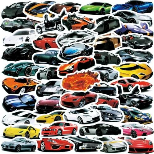10/30/50PCS Classic Sports Car Stickers Laptop Guitar Luggage Fridge Phone Waterproof Graffiti Sticker Decal Kid Classic Toys