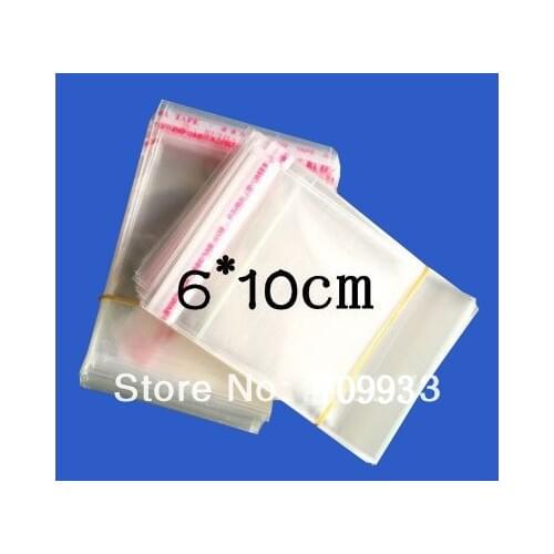 1000pcs/lot wholesale 6*10cm Clear Self Adhesive Seal Opp Bags Jewelry & Craft Packaging Bags transparent plastic package bags