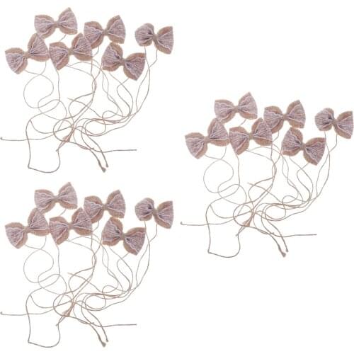 18 Pieces Jute Burlap Bows for Wedding Attire, Hat, Tie, Clothing and Crafts