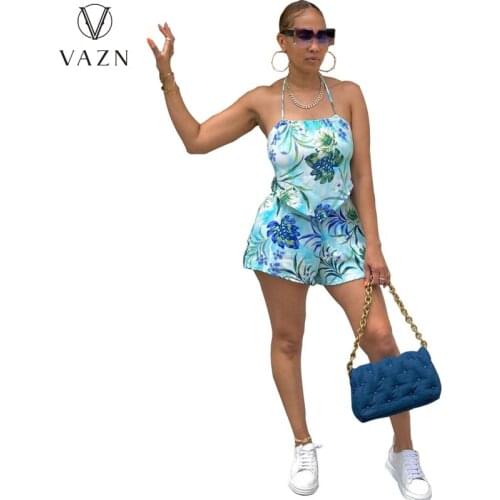 VAZN 2021 INS Beach Sunshine Shinny Bandage Suits Set Sleeveless Top Short Pant Sexy Young High Waist Skinny Women 2 Piece Set