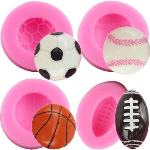 3D Football Baseball Basketball Silicone Molds DIY Fondant Cake Decorating Tools Resin Clay Soap Candy Chocolate Gumpaste Mould