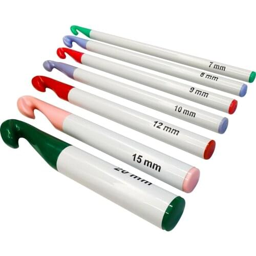 7pcs Wool Colorful Handle Crochet Needles Crochet Hooks Set DIY Knitting Thick Head for Knitting Needles Weave Sewing Tool