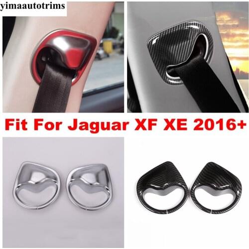 Accessories Car Seat Safety Belt Buckle Cover Trim Cap Set Carbon Fiber Style / Matte ABS Interior For Jaguar XF XE 2016 - 2019