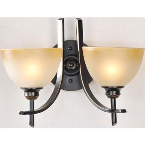 American Loft Bedroom Wall Lamp Sconces Vintage Frosted Glass Castle Wall Light Carving Holder Hallway gallery Wall Lighting