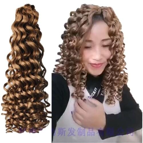 Free Shipping 12"120G/Pcs Goddess Ocean Wave Deep Wave Bulk Wand Curl Crochet Hair Braids Synthetic Braiding Hair Extensions