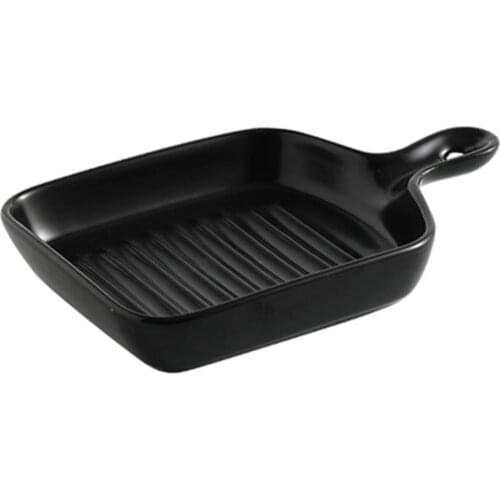 Dish Western Plate Tray Oven Household 26*26*9cm Simple Ceramic With Handle Nordic Style High Heat Resistance Bakeware