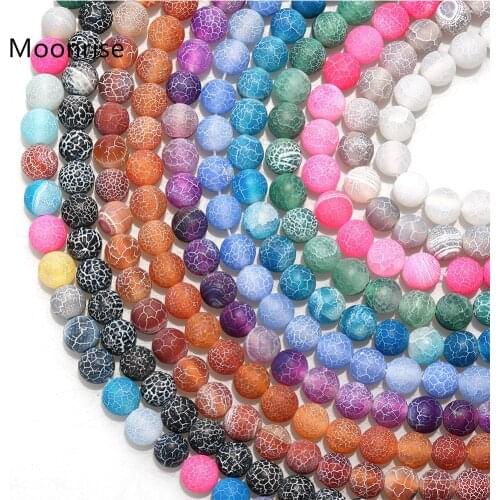 4 6 8 10 12mm Natural Stone Beads Frosted Weathered Agate Loose Beads Round Gemstone Bead For Jewelry Making