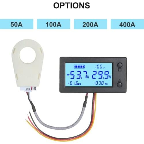 Digital Voltmeter Ammeter Gauge Battery Capacity Electric Energy Monitor 5-in-1 Voltage Amp Power Watt-Hour Meter LCD Coulometer