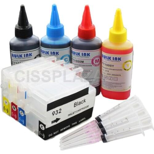 CISSPLAZA 1set refill ink cartridge +100ml dye ink compatible For HP932 933 for HP 932 Officejet 7110 7612 6700 6100 6600 7610
