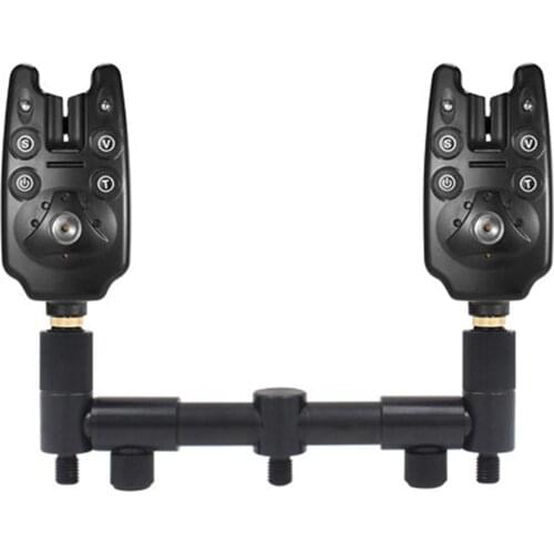 Fishing Rod Bite Alarm Holder 2 Head Telescopic Carp Fish Pole Buzz Bar Stand