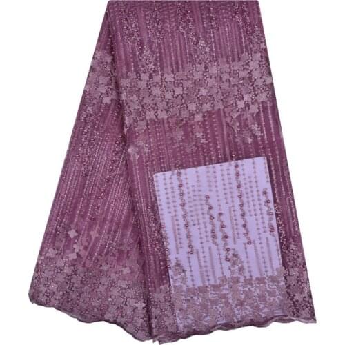 French Lace Fabric With Stones African Lace Fabric 2019 High Quality Nigerian Net Lace Fabrics With Beads Tulle Lace Dress S1139