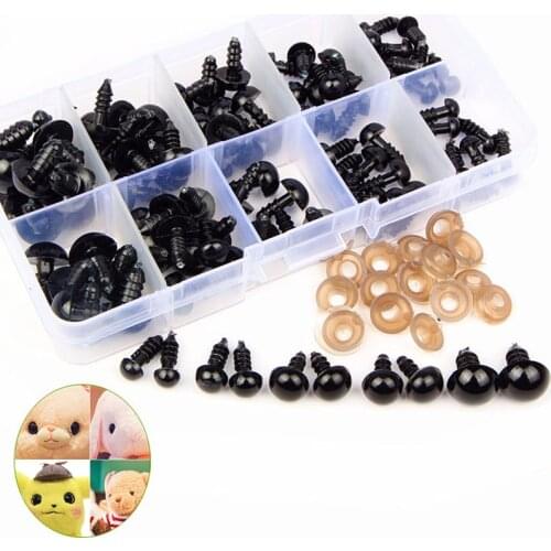 100 Pcs 6-12mm Black Boxed Plastic Safety Eyes DIY Craft Supplies Plush Toys Animal Doll Eyeballs Decor Screw Eyes Artesanato