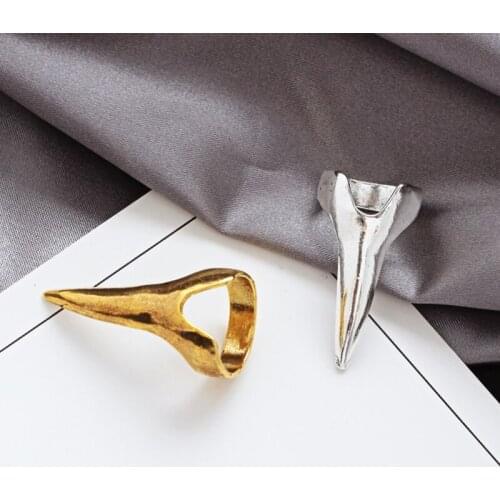 Creative Punk Hip Hop Fingernails Ring Fashion Geometric Gold Silver Color Ring jewelry Unique Party Accessories For Men Women