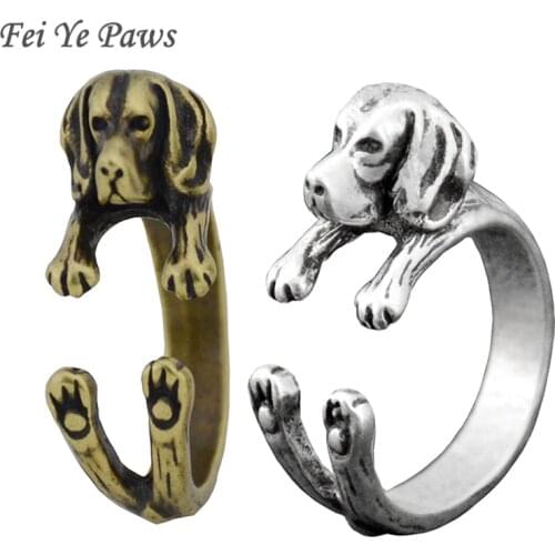 Punk Retro Beagle & Coonhound & Brittany Puppy Dog Wrap Ring Men Anel Retro Cute Animal Pet Animal Rings For Women Love Party