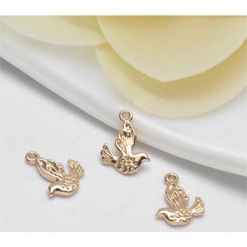20PCS 13x10MM 24K Champagne Gold Color Plated Brass Pigeon Birds Charms Pendants High Quality Diy Jewelry Accessories