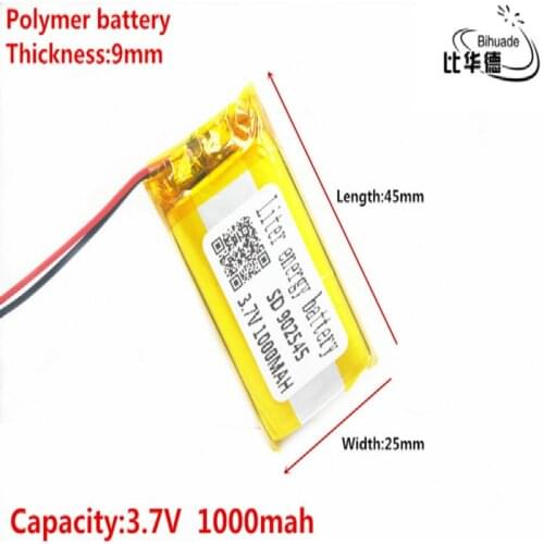 Good Qulity 3.7V,1000mAH,902545 Polymer lithium ion / Li-ion battery for TOY,POWER BANK,GPS,mp3,mp4