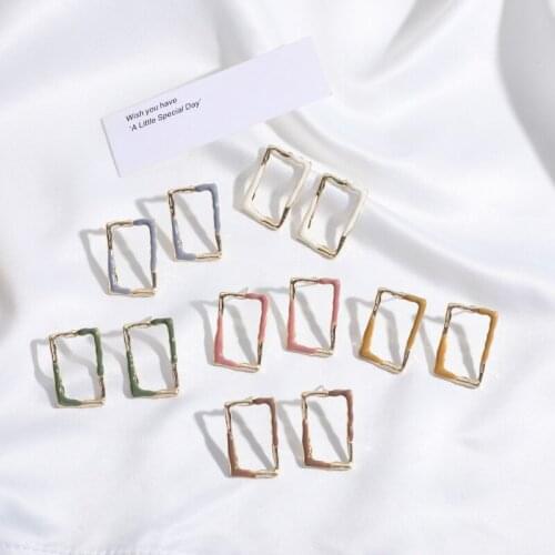 Fashion Cute Geometric Square Stud Earrings for Women Simple Sweet Gold Earrings Brincos Statement Earrings Jewelry Accessories