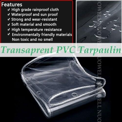 Customize Size 0.55mm Thicken Transparent PVC Tarpaulin Rainproof Tarp Super-perspective Garden Plant Waterproof Truck Cover