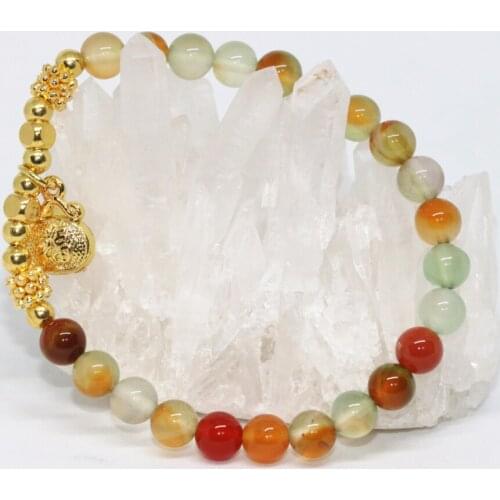 Natural 6mm stone round beads strand bracelets carnelian onyx agat original gifts new fashion jewelry making 7.5inch B1994