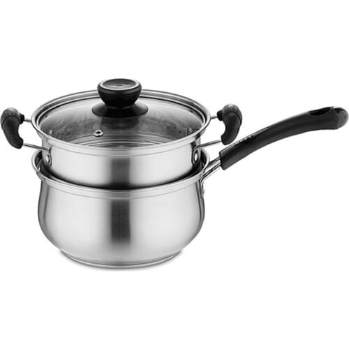Stainless Steel Pot with Steamer Insert Glass Vented Lid Set Safe and Durable Kitchen Cookware