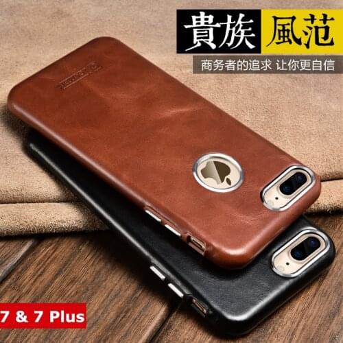 3 Colors Original Icarer Brand Genuine Leather Back Cover For iPhone7 Real Natural Cow Skin Case For iPhone 7 8 Plus
