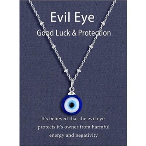 Evil Eye Necklace Golden Chain with Blue Eye Pendant for Women Men Boys Girls