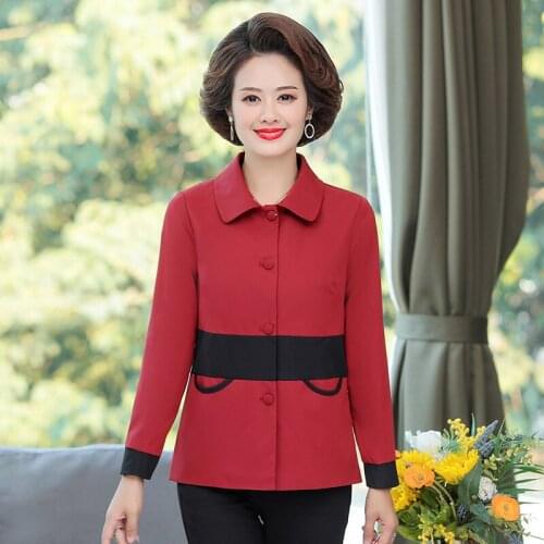 Turn-down Collar Women Coats Casual 5XL Single Breasted Patchwork Pockets Autumn Winter Jacket Clothing Mother Tops Female
