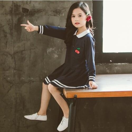 Girls Long Sleeve Dress Cotton Embroidered Dress Autumn New 4~12 Years Old Child Dressed for Girls Dress Long Sleeve H2762