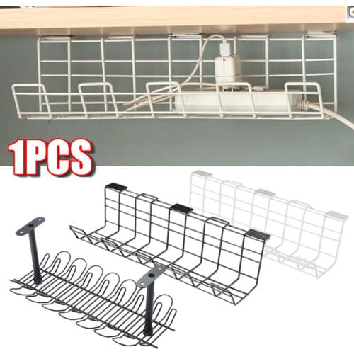 Under Desk Power Cable Socket Power Strip Adapter Storage Rack Office Computer Table Hidden Cable Management Tray Organizer Rack