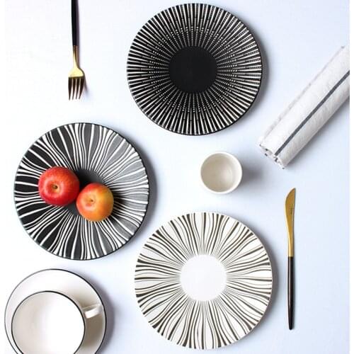 Geometric Pattern Dinner Plate Ceramic Printing Dish Creative Pasta Dessert Dishes And Plates Pratos De Jantar