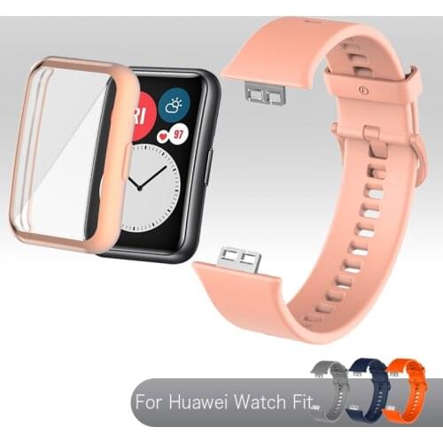 For Huawei Watch Fit Smartwatch Replacement Strap Watchband Protective Watch Case Full Screen Cover Sport Band Wrist Bracelet