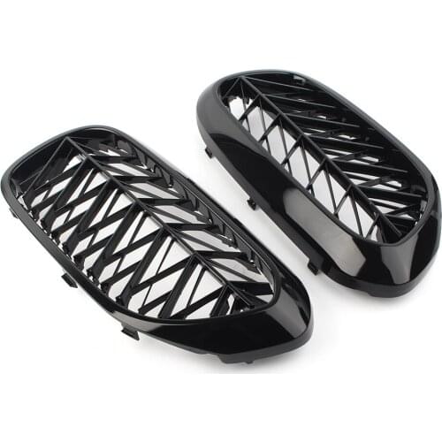 1Pair Gloss Black ABS Car Front Kidney Grille Grill Slat For BMW 5 series G30 G31 G38 F90 M5 2018 2019Plastic