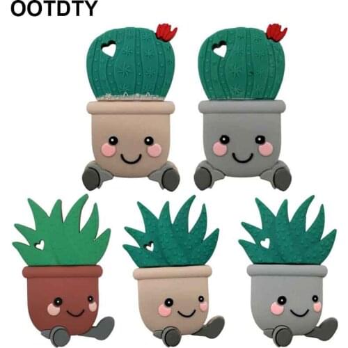 Cartoon Cactus Silicone Teether BPA Free Food Grade Baby Soother Molar Beads Newborn Infants Toddler Teething Nursing Toys