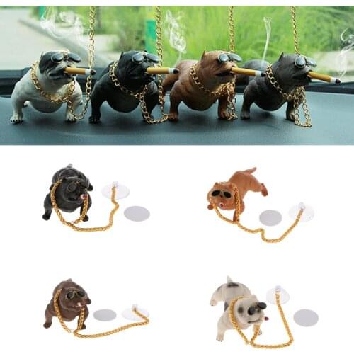 Bully Dog Resin Car Decoration Simulation Ornament With Chain Car Home Office Ornaments Car Interior Display Pitbull Dog Doll
