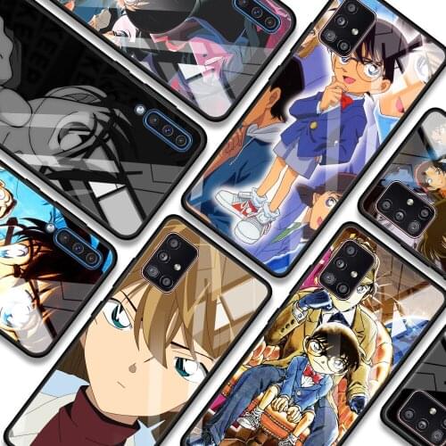 Glass Case For Samsung A51 A21s A71 A12 A31 A52 A32 A41 A11 A72 A91 A81 Transparent anime Detective Conan