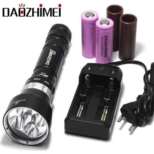 8000 Lumens XM-L L2 LED Diving flashlight Waterproof lamp lamp Work underwater Torch Diving light+2 * 26650 battery + charger