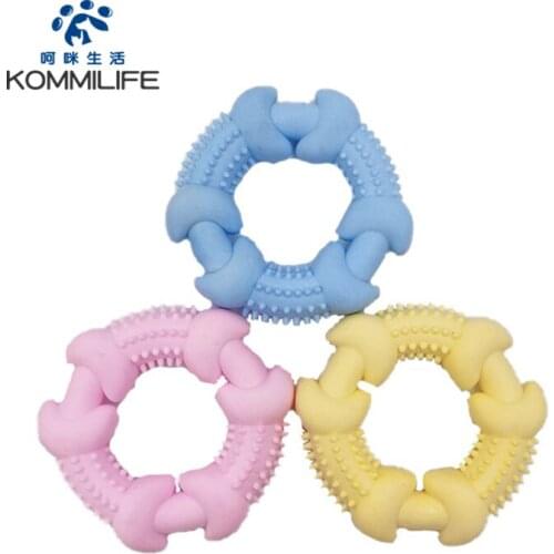 TPR Thorn Ring Dog Chew Toys Bite Resistant Dog Toy Toothbrush Milk Flavor Toy for Small Medium Dogs Interactive Dog Toys