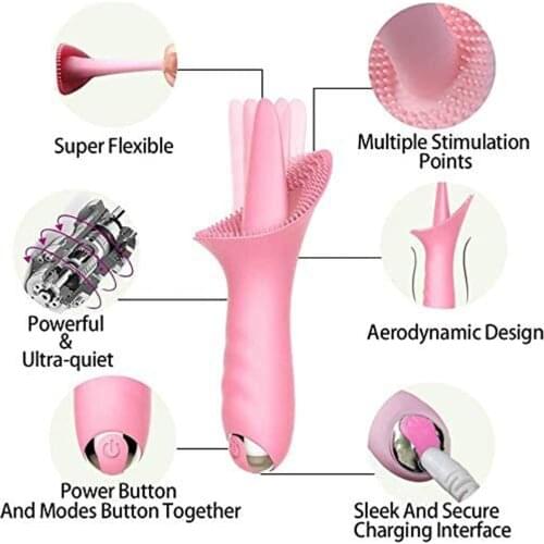 Clitoral Tongue Vibrator Adult Licking Vibe for Women Nipple Vagina Stimulator G Spot Massage Wand with Tongue Sex Toys