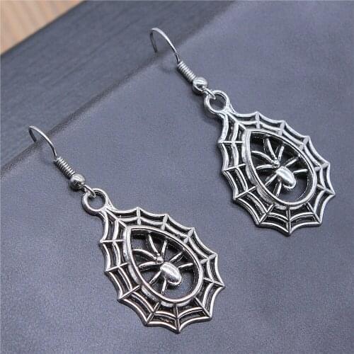 Vintage 2 Colors 35x20mm Spider Charms Drop Earrings Fashion Handmade Women Earring