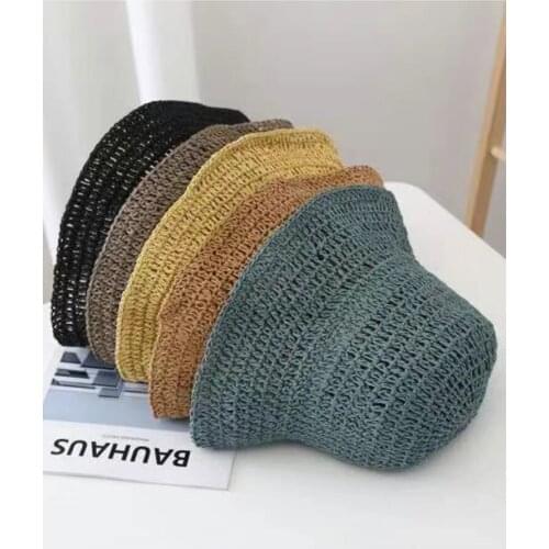 VISROVER Summer Women Sun Hat Soft Raffia Straw Hat Foldable Beach Hat Green UV Protection Adjustable Sun Bonnet Hats Gift